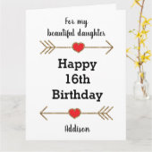 Carte Fille moderne 16e anniversaire Big (Fleur jaune)
