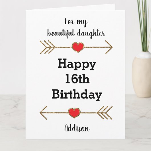Carte Fille moderne 16e anniversaire Big (Devant)