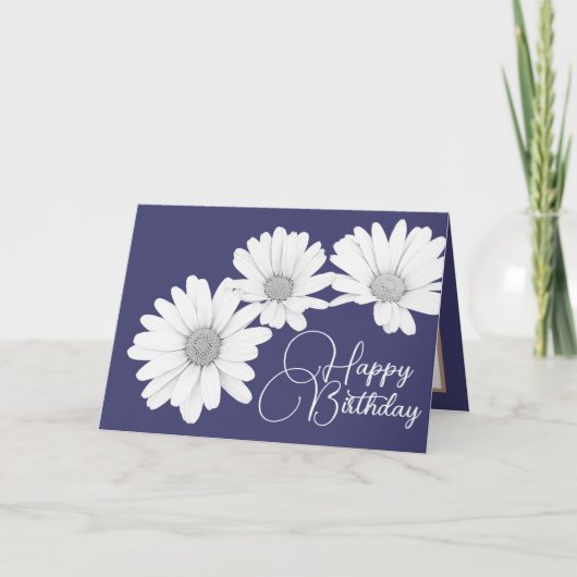 Carte Fille moderne marguerite Floral Fleur violet Anniv (Devant)