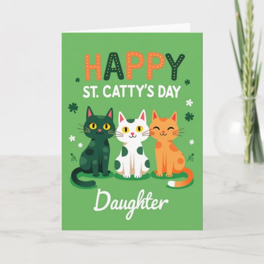 Carte Fille Motif Chats Verts (Devant)