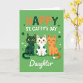 Carte Fille Motif Chats Verts (Fleur jaune)