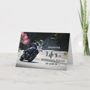Carte Fille Motorcycle à thème Anniversaire sur courbe
