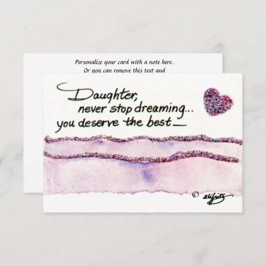 Carte Fille n'arrête jamais de rêver peinture Flat Card (Devant / Derrière)