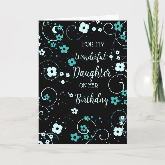 Carte Fille noire Turquoise Anniversaire (Devant)