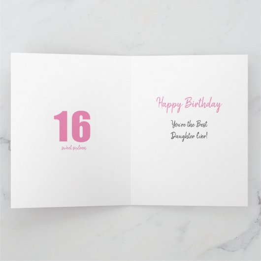 Carte Fille Numéro 16 Photo Collage Big 16th Birthday (Intérieur)