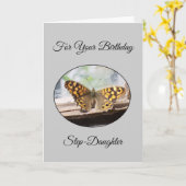 Carte Fille papillon pas anniversaire (Fleur jaune)