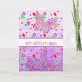 Carte Fille papillon personnalisée Joyeux anniversaire (Devant)