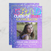 Carte Fille parties scintillant 5 photos collège année d (Devant / Derrière)
