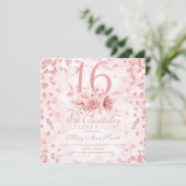 Carte Fille Parties scintillant de marbre Rose or Floral (Debout devant)
