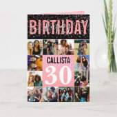 Carte Fille Parties scintillant rose Confetti 12 Photo A (Devant)