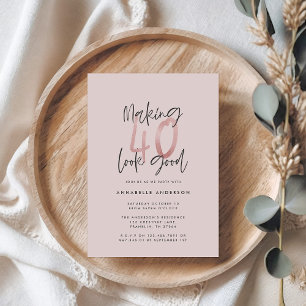 Carte Fille parties scintillant rose moderne design 40e