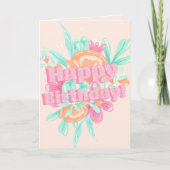 Carte Fille pastel floral d'anniversaire photo calligrap (Devant)