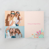 Carte Fille pastel floral d'anniversaire photo calligrap (Intérieur)