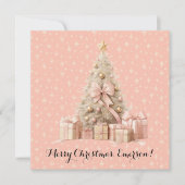 Carte Fille Pastel Soft Pink Snowflakes & Christmas Tree (Devant)