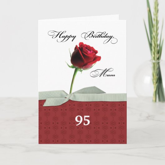 Carte Fille personnalisable 95e anniversaire Rose rouge (Devant)
