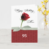 Carte Fille personnalisable 95e anniversaire Rose rouge (Fleur jaune)