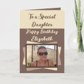 Carte Fille photo nom crème brun (Devant)