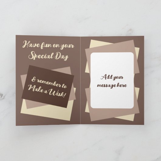 Carte Fille photo nom crème brun (Intérieur)