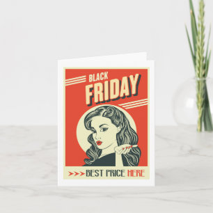 Carte Fille Pin-Up d'Art Pop Black Friday Rétro