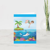 Carte Fille plongeant dans l'océan avec un requin ami su (Devant)