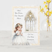 Carte Fille première communion Bénédictions spéciales Sa (Fleur jaune)