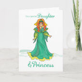 Carte Fille Princesse Anniversaire, Vert (Devant)