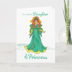 Carte Fille Princesse Anniversaire, Vert