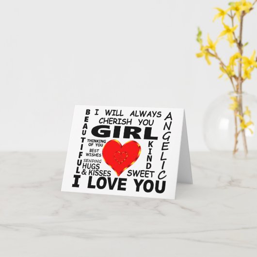 Carte Fille que j'aime (Fleur jaune)