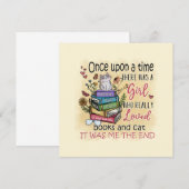 Carte Fille qui aime les livres et les chats (Devant / Derrière)