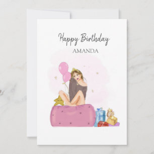 Carte fille qui fête son anniversaire