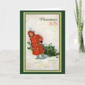 Carte Fille Rassembler Holly Vintage Image Noël (Devant)