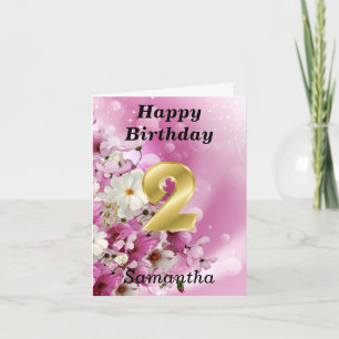 Carte Fille rose 2e anniversaire