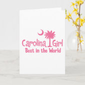 Carte Fille rose de la Caroline meilleure au monde (Fleur jaune)