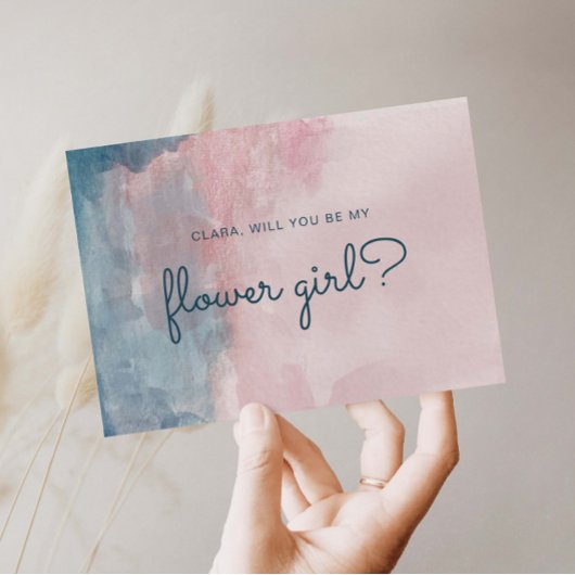 Carte fille rose et bleu de l'aquarelle