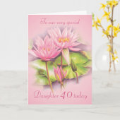 Carte Fille rose florale de nénuphar 40e anniversaire ca (Fleur jaune)
