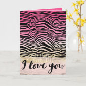 Carte Fille rose or Ombre Aquarelle Black Zebra Love (Fleur jaune)