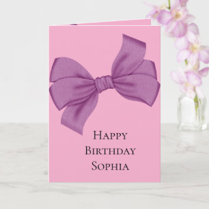 Carte Fille rose pourpre Bow Anniversaire