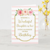Carte Fille rose vintage en droit Anniversaire (Fleur jaune)