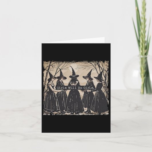 Carte Fille Sera Filles Sorcière Halloween Drôle Witchy  (Devant)