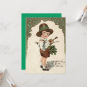 Carte Fille Shamrock Violon Saint-Patrick (Devant/Arrière en situation)