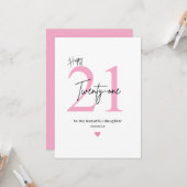 Carte Fille simple personnalisée 21e anniversaire (Devant/Arrière en situation)