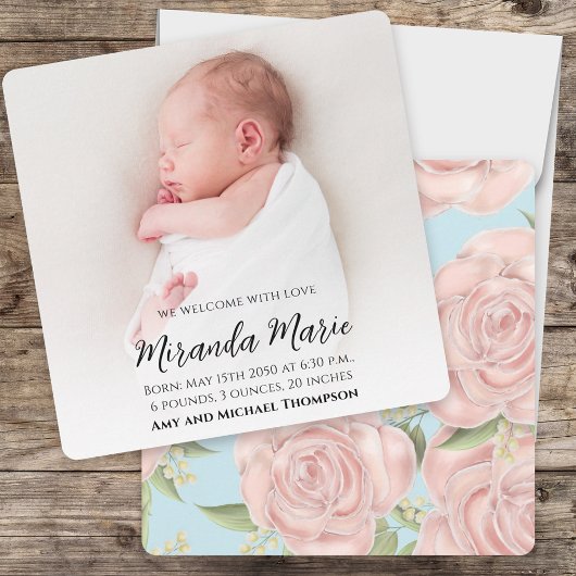 Carte Fille simple superposition Texte Nouveau-né Photo 