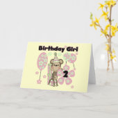 Carte Fille Singe Avec Cadeaux 2e T-shirts d'anniversair (Fleur jaune)