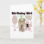 Carte Fille Singe Avec Cadeaux 2e T-shirts d'anniversair (Fleur jaune)