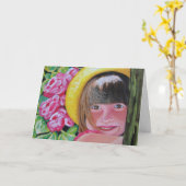 Carte fille sourire (Fleur jaune)