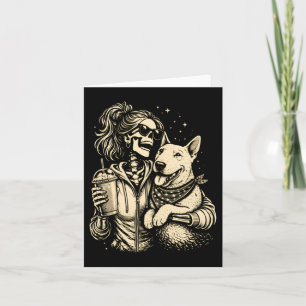 Carte Fille squelette cool avec chien - Amoureux de comp