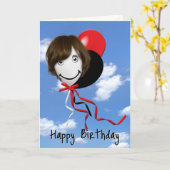Carte Fille Sur Balloon D'Anniversaire (Fleur jaune)