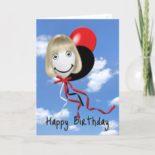 Carte Fille Sur Balloon D'Anniversaire Dans Le Ciel