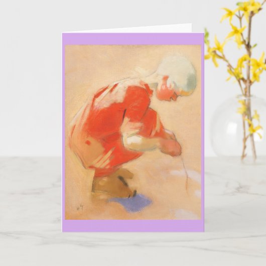 Carte Fille sur le sable, Helene Schjerfbeck (Fleur jaune)