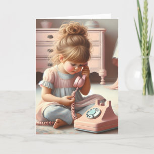 Carte Fille Sur Rétro Téléphone Pour Anniversaire